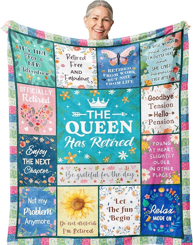 Retirement Gift for Woman, Cool Retirement Gifts Women, Retirement Party Decorations, Funny Retired Gifts for Nurse/Teacher/Coworker/Mom, Soft Blanket 60x50in