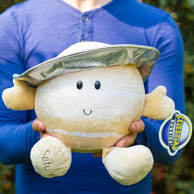 Celestial Buddies Saturn Buddy | 10" Soft Stuffed Plush, Embroidered Features, Fun Planet Facts Tag for Kids – STEM Learning, Educational Gift, Classroom & Homeschool Science Space Astronomy | 0+
