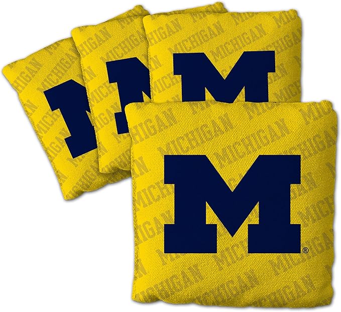 YouTheFan Officially-Licensed NCAA Set of 4 Cornhole Bags - All Weather Regulation 6” x 6” Size - 16oz Weight - Designed in USA