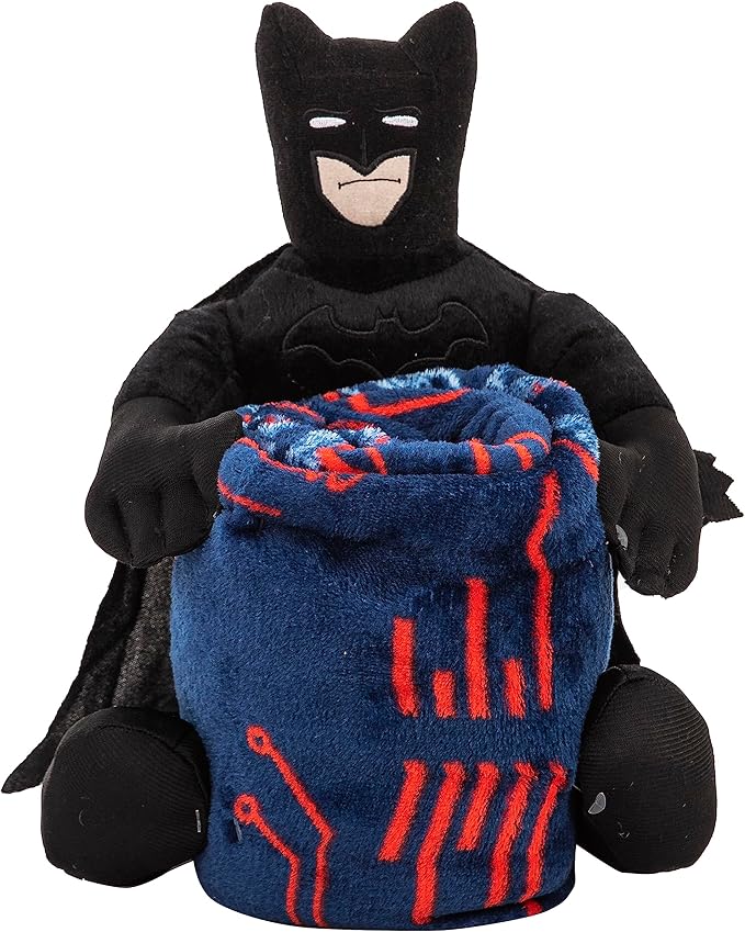 Northwest Batman Cyber Symbols Character Hugger Pillow & Silk Touch Throw Blanket Set, 40" x 50"