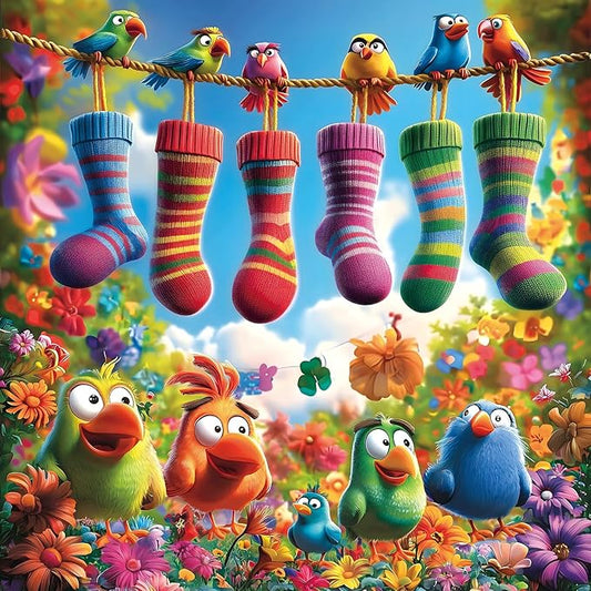 500 Piece Jigsaw Puzzles for Adults - Funny Parrot & Rainbow Socks Garden Design, 20x20 Inch Unique Art Puzzle, Fun & Challenging Adult Puzzles for Relaxation, Cool Home Decor Gift