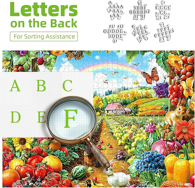 Garden Paradise 1000 Piece Jigsaw Puzzle for Adults, Colorful Countryside Landscape with Rainbow, House, Sunflowers, Rabbits & Butterflies Challenging Puzzle for Adults Fun Family Game Night Gift