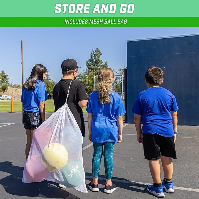 GoSports Playground Balls for Kids - Choose 8.5” or 10” Sizes - Heavy Duty Set of 6 with Carry Bag and Ball Pump
