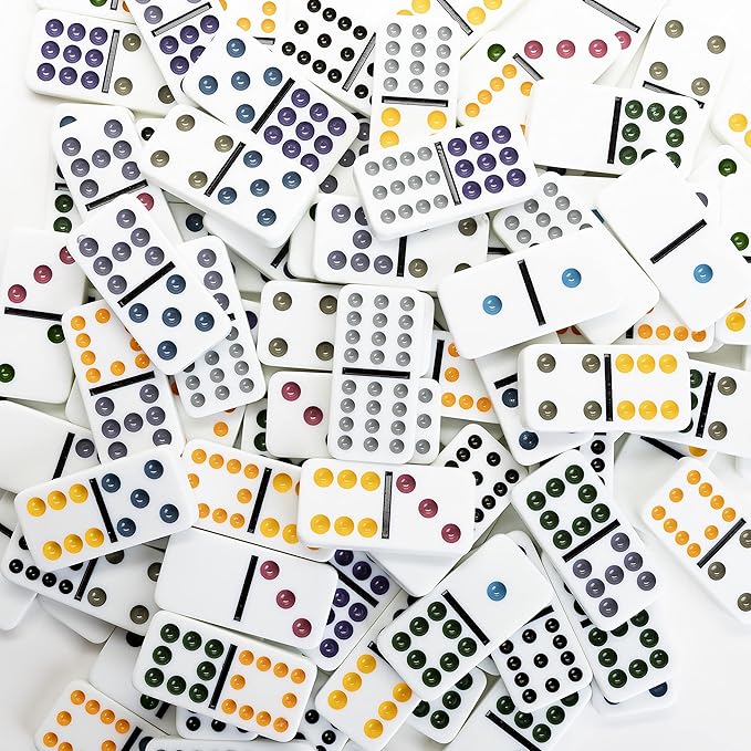 Family Traditions Mexican Train Dominoes Tin, Crystalline Dominoes