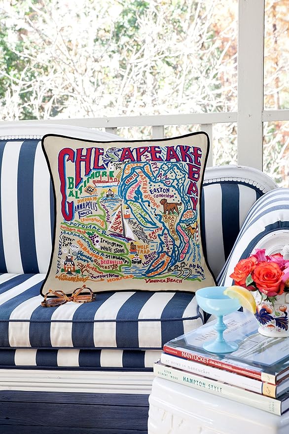 Catstudio Chesapeake Bay Embroidered Decorative Throw Pillow