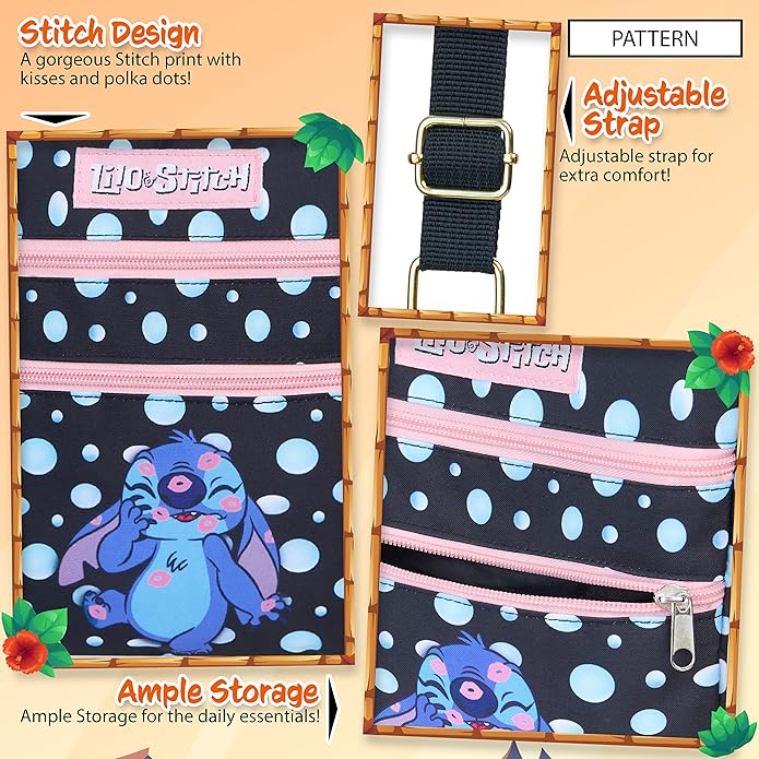Disney Stitch Crossbody Bags for Women Teenagers Girls Purse Sling Shoulder Bag for Shopping Vacation Gifts for Her