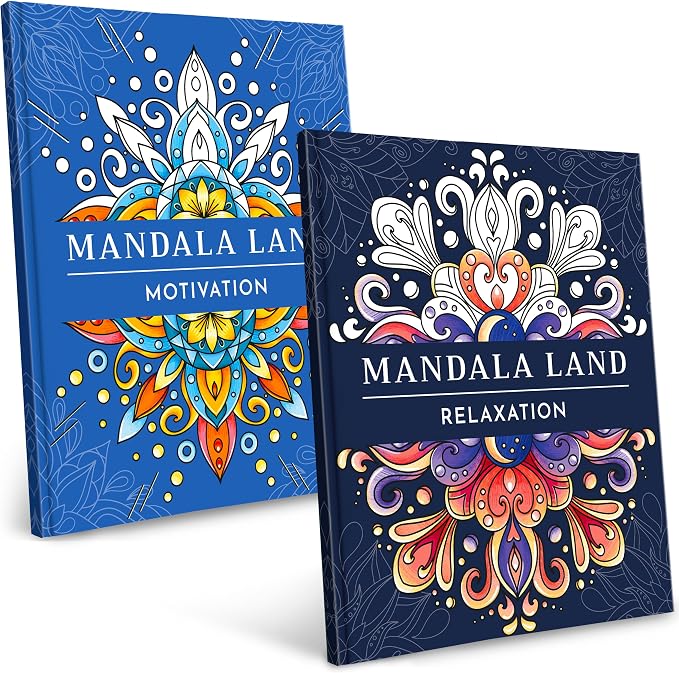RYVE Mandala Coloring Book for Adults (2 Pack) – 60 Unique Mandalas for Relaxation, Anxiety & Stress Relief – Mindfulness Adult Coloring Book for Women & Men, Inspirational Gifts for Women