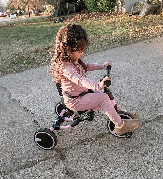 besrey Toddler Bike 1-3 Years Old,Toddler Tricycle with Spare Wheel,5 in 1 Kids Trike with Push Handle,Backrest and Safety Belt,Balance Bike 1+ Year Old,Birthday Gift and Toy for Boys and Girls