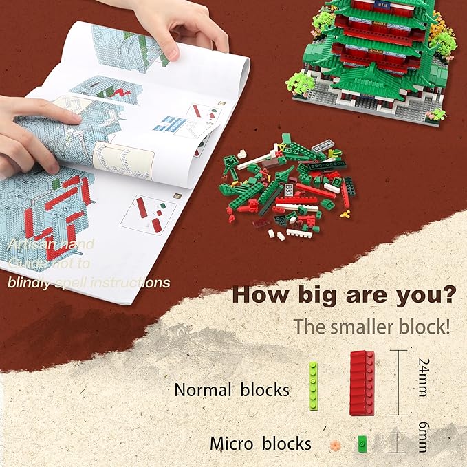Chinese Ancient Architecture Micro Building Blocks Set in Asian- Tengwang Pavilion Model Kit Toy Gift for Adults and Kids Ages of 14+ 2536 PCS