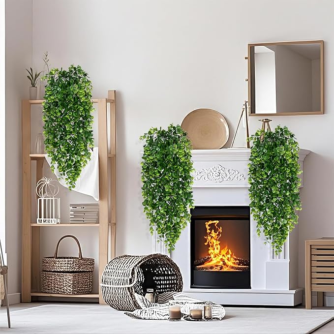 Waipfaru 8Pcs Fake Hanging Plants 2.7FT Fake Plants Fake Vines Greenery | UV Resistant Faux Outdoor Plants Ivy Vines for Modern Boho Patio Outdoor Indoor Party Wall Porch Gazebo Aesthetic Decor