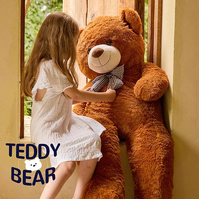 47 inch Big Giant Teddy Bear Stuffed Animals, Dark Brown Soft Plush Life Size Bear Toy All Ages Gift for Children/Girlfriend/Valentine's Day/Christmas/Birthday/Baby Shower/Wedding/Party Decorations
