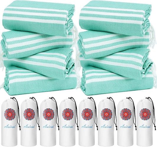 8 Pack Turkish Beach Towels Quick Dry Sand Free Oversized Bath Pool Swim Towel Extra Large XL Blanket Adult Travel Cruise Accessories Must Haves Clearance Stuff Necessities Vacation Essentials