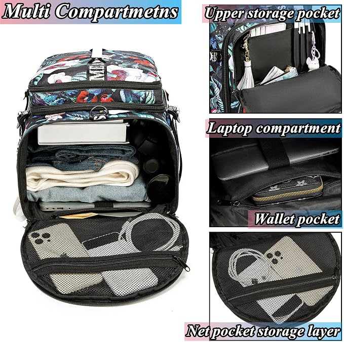 Gym Duffle Bag Backpack with Shoe Compartment,4 ways Travel Backpack for Women and Men,Multi-Functional Weekender bag with Waterproof Layer&Laptop Compartment for Fitness, Travel,Camping