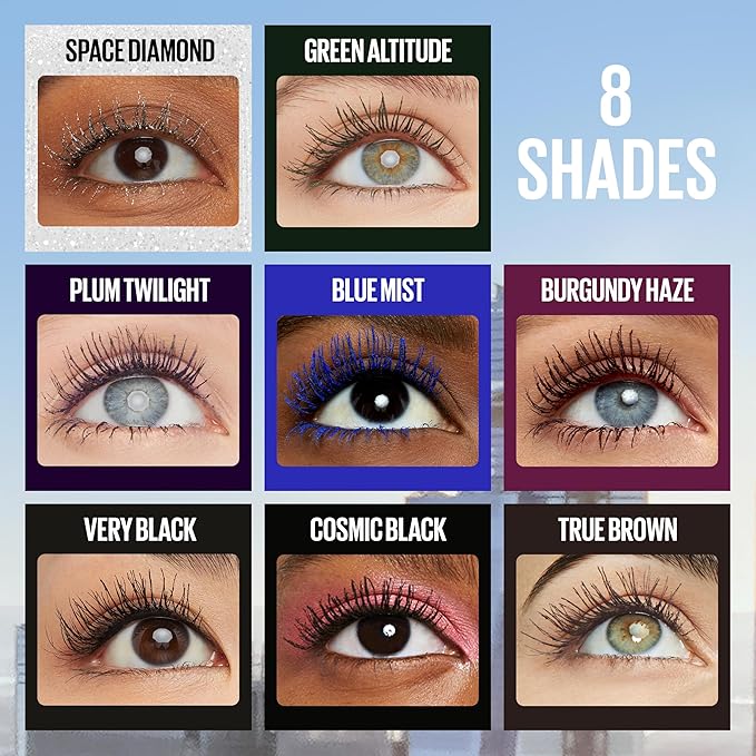 Maybelline Lash Sensational Sky High Washable Mascara, Volumizing, Lengthening, Defining, Curling, Multiplying, Buildable Mascara Make Up Formula, Green Altitude, 1 Count