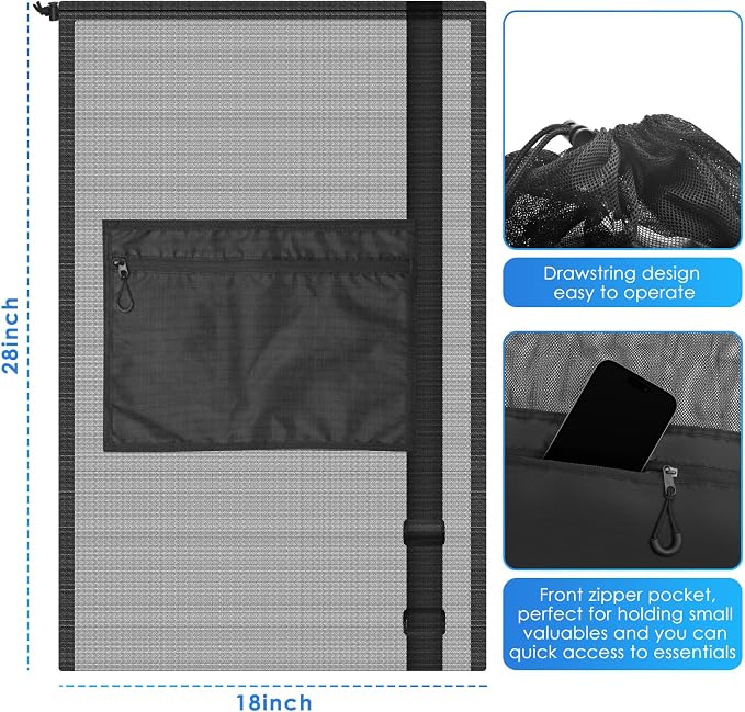 BROTOU Drawstring Backpack Gym String Bag with Pocket for Men Women Heavy Duty Mesh Bag Sport Equipment Bag for Swimming Yoga Beach Laundry