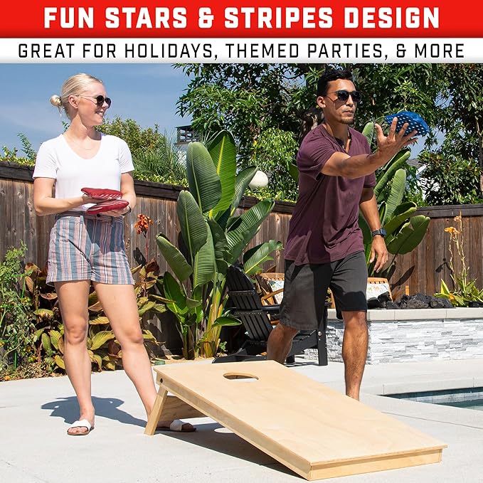 GoSports Dual Sided Cornhole Bean Bags - Slide and Stop Regulation Tournament Bean Bags, Set of 8