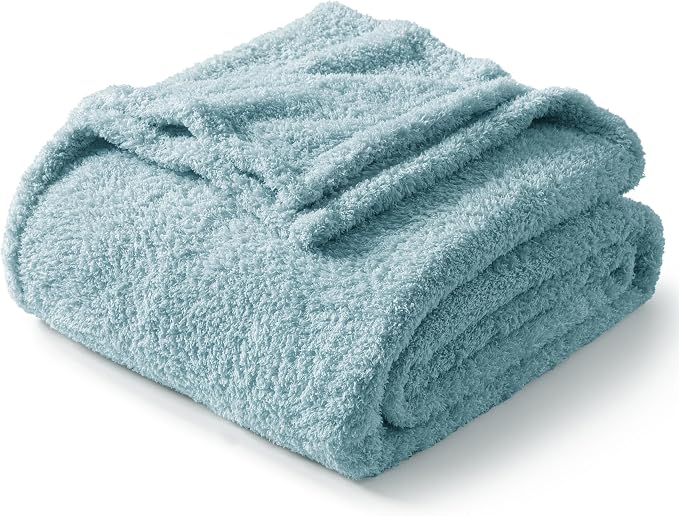 Exclusivo Mezcla Fleece Bed Blankets Queen Size for Bed, 90" x 90" | Super Soft and Cozy Fluffy Blanket for Women, Lightweight and Fuzzy Bedding for Bedroom , All Season, Slate Blue