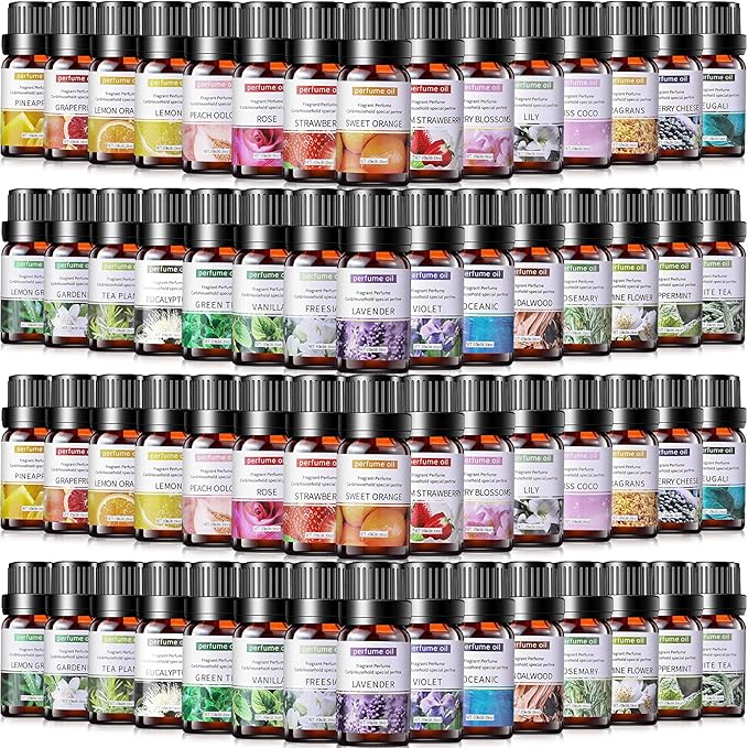 Nuanchu 52 Pcs Essential Oil Set for Humidifiers and Diffusers 10ml Fragrance Aromatherapy Oils Kits Fruity Candle Making Supplies for Soap Making Scents Summer Home Skin Care DIY Massage Laundry