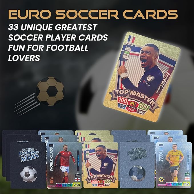 2026-27 Soccer Cards - 33 Unique Greatest Soccer Players Fun - Fixed Card Set - Soccer Card to Create Unforgettable Moments for Friends, Siblings & Football Fans - Pack of 3