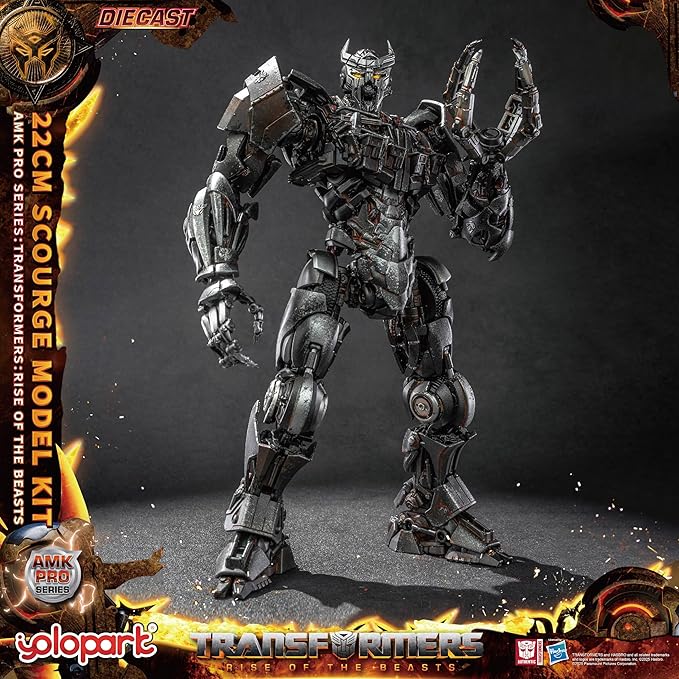 YOLOPARK Transformers AMK PRO Scourge Action Figure, 8.66 Inch Rise of The Beasts Transformers Toy with Magnetic Control LED,Highly Articulated Collectible Model Kit for Ages 15 and Up,No Converting