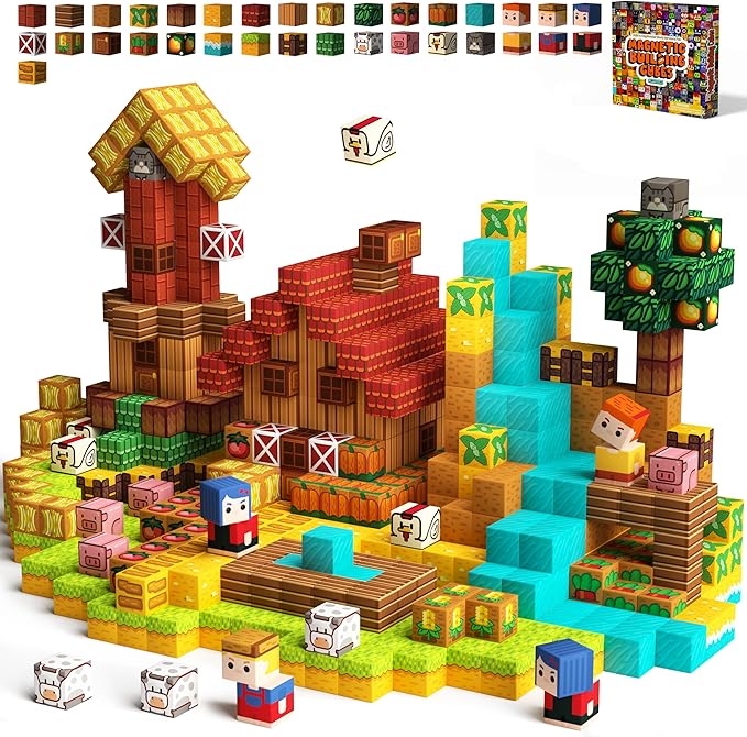 idoot 100PCS Magnetic Blocks Kids Building Toys for Boys Girls 3+, Build MagWonder with Magnet Construction Toys, STEM Sensory Gift for Birthday (0.8 inch)