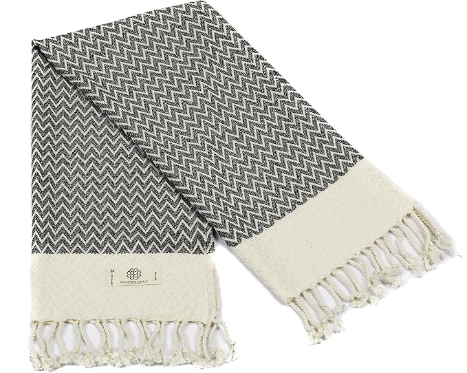 Madamelique Exclusive Hand Towels Set of 2-18 x 40 Inches - Decorative Bathroom Peshtemal Towel for Hand, Face, Hair, Yoga, Tea, Dishcloth, Kitchen and Bath - 100% Pure Cotton (Vintage Gray)