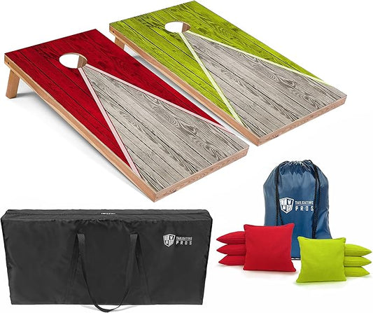 Tailgating Pros Lightweight Pyramid Design Cornhole Board Set w/Bean Bags and Carrying Case - 4'x2' Regulation Cornhole Game