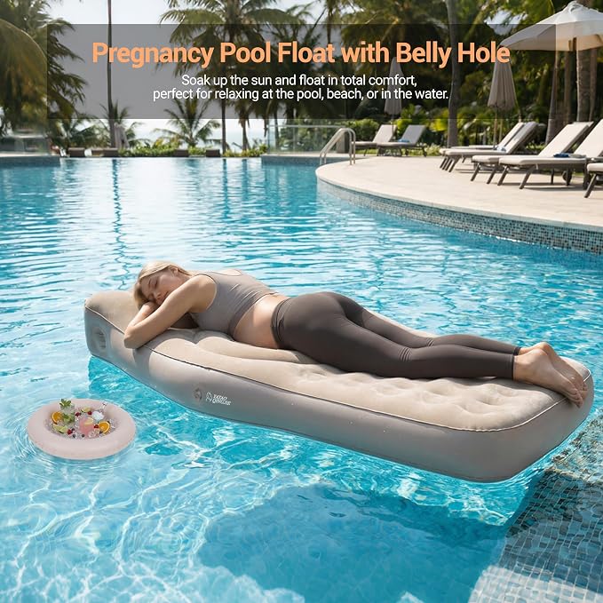 Inflatable Pregnancy Pillow with Belly & Head Hole, Prone Pregnancy Pillow for Stomach Sleepers, Belly Pillow Pregnancy Mattress for Pregnant Women, Maternity airbed Pool Float for Tummy Massage