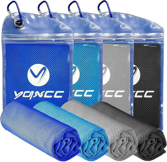 YQXCC 4 Pack Cooling Towels 40"x12", Cool Ice Towels for Neck & Face | Cooling Neck Wraps, Soft Breathable Microfiber Chilly Towels, Ideal for Gym, Yoga, Golf, Running, Camping & Hot Weather