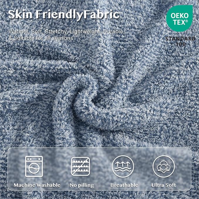 Soft Twin Blanket for Bed-Cozy Warm Reversible Knitted Blankets | Lightweight Fluffy Decor for Women, Mom, Her & Girls, Sofa, Chair, Couch, 60x80in, Cationic Dyeing Blue