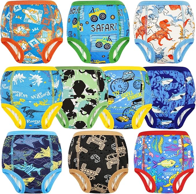 MooMoo Baby Potty Training Underwear 10 Packs Absorbent Toddler Training Pants for Boys and Girls Cotton Pee Pants 2T-9T