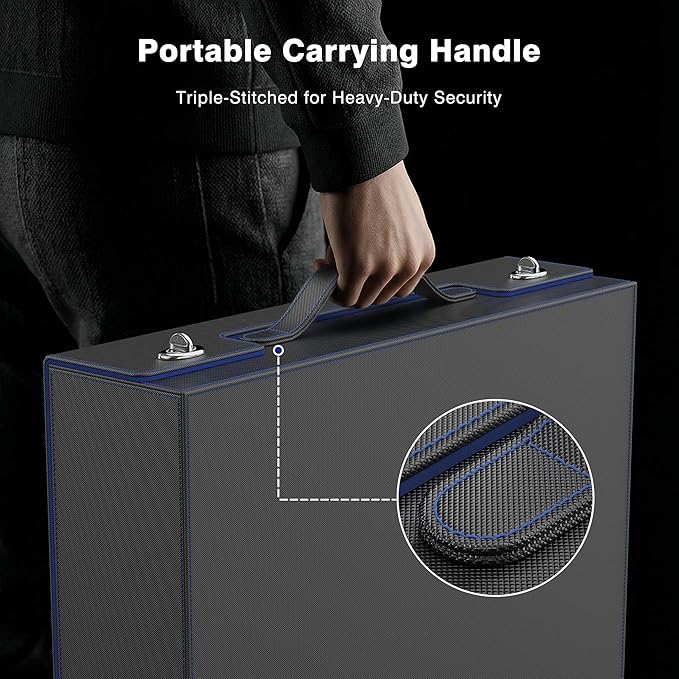 Kabinka MTG Card Storage Box with Handle & Mechanical Latch,5-Row 3900+ Commander Trading Card Case with Sealed Display Window,Top Loaders Organizer Deck Box for MTG/TCG/PTCG/Sports Cards (Black Blue)