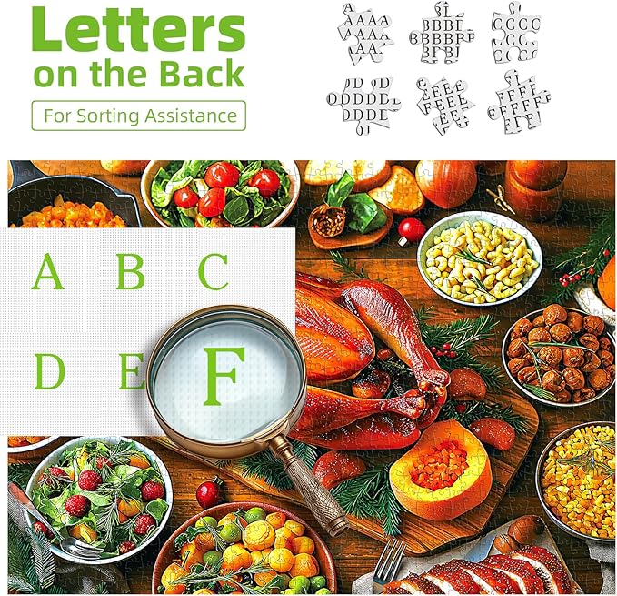 Delicious Dinner 500 Piece Puzzles for Adults, Fun Puzzles for Adults 500 Pieces with HD Print & Poster, 15" X 23" Dust Free Halloween Christmas Family Games