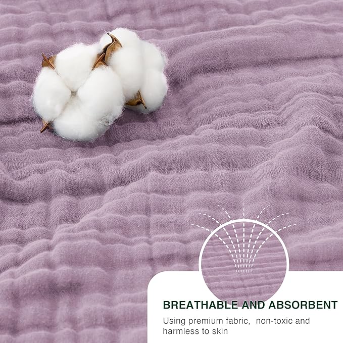Love's cabin 100% Cotton Muslin Blanket, 6 Layer Lightweight Breathable Gauze King Size Blanket 108 x 90 Inches, Soft Summer Blanket for Bed, Lavender