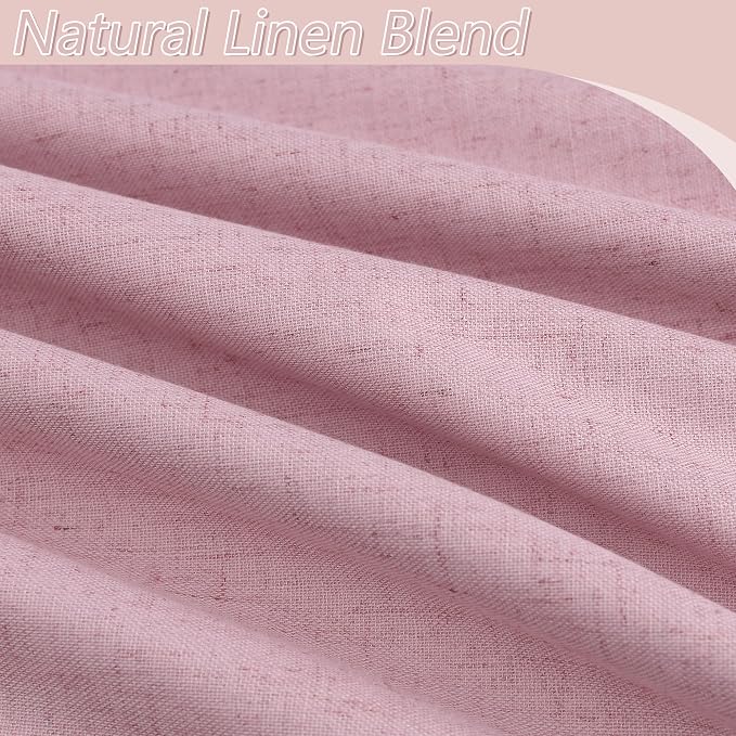 Guken 100% Blackout Curtains 90 Inch Length 2 Panels Set for Living Room Bedroom Back Tab Thermal Insulated Black Out Linen Drapes Room Darkening Rose,52x90