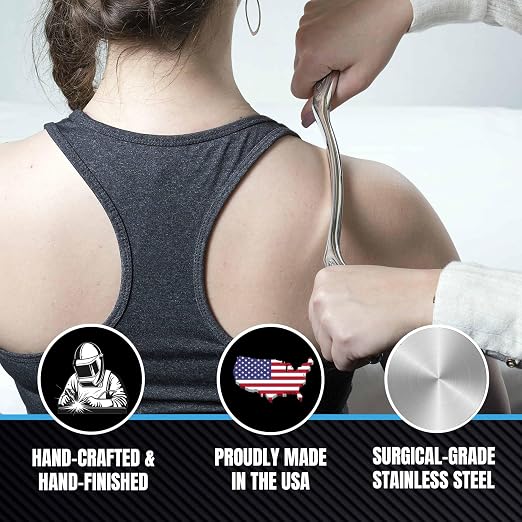 HawkGrips, Gold Massage Therapy Set with Massage Emollient Cream 8oz, Stainless Steel, Includes a Medium Handlebar, Roll-Up Carrying Case, All Six Small IASTM Tools (HG4-HG9), and Digital User Manual
