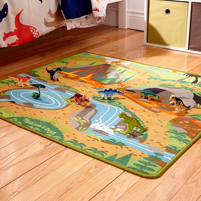 Melissa & Doug Prehistoric Playground Dinosaur Activity Rug (39 x 36 inches) - 4 Toy Animals