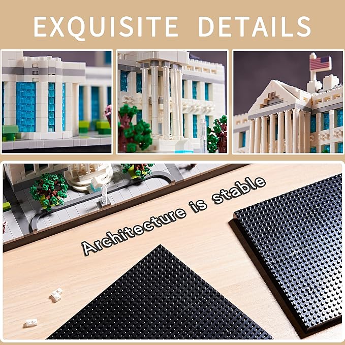 Architecture Sets for Adults White House U.S. Capital Collection Building Kit Micro Blocks Famous Landmark, Mini Bricks Toys Presents for Kids 3520 PCS