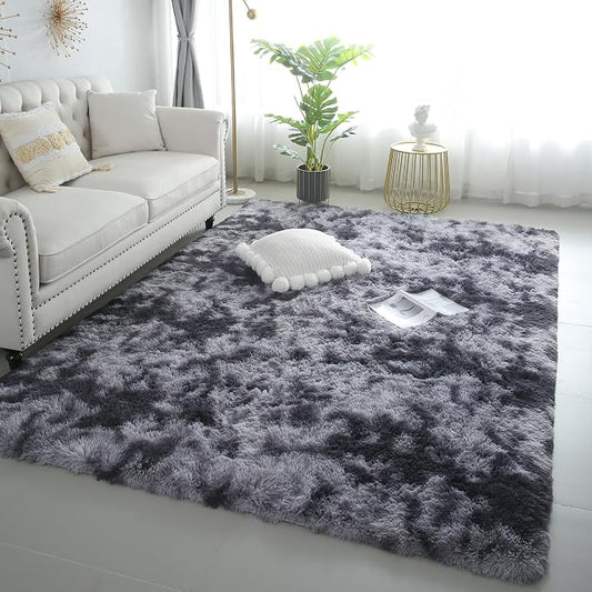 4x6 Dark Grey Fluffy Shag Rug for Bedroom, Plush Washable Carpet | Area Rug for Living Room, Kids Nursery, Dorm Room, Non Slip Shaggy Floor Carpet