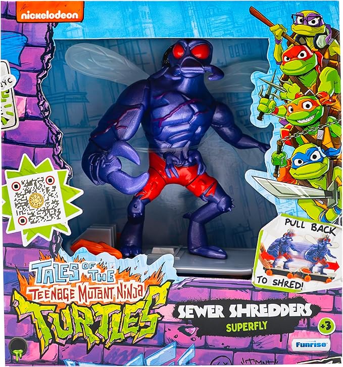 Teenage Mutant Ninja Turtles Toy, Superfly Sewer Shredder Pullback Skateboard, TMNT Mutant Mayhem Collectible Ninja Toy for Kids, 5-Inch TMNT Collectible, Ages 3+