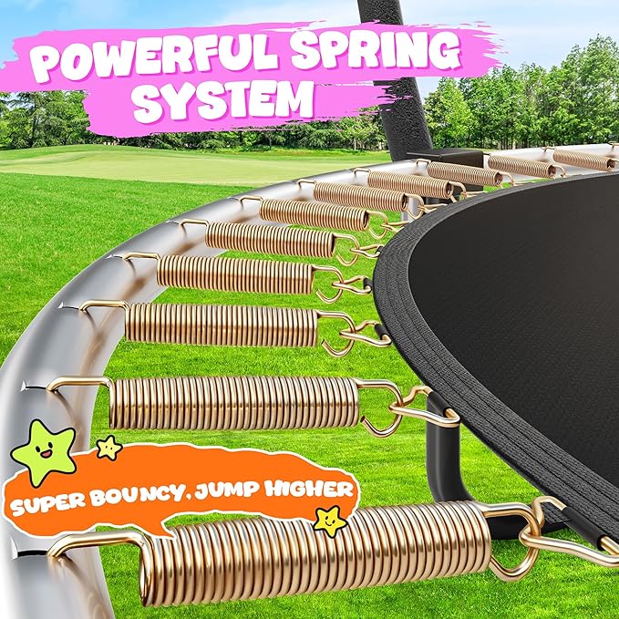 JELENS Trampoline 8FT 10FT 12FT 14FT 15FT 16FT, Recreational Trampolines with Enclosure Net, Outdoor Anti-Rust Trampolines for Kids and Adults, ASTM Approved