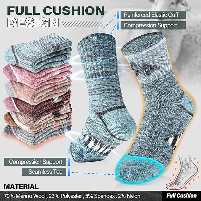 ANTSANG Kids Toddlers Boys Girls Merino Wool Hiking Athletic Thermal Warm Winter Socks