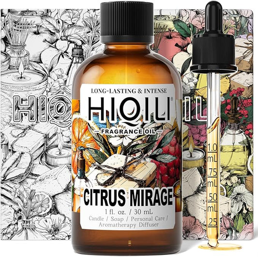 HIQILI Citrus Mirage Fragrance Oil for Candle & Soap Making, Perfect for Scent Diffuser & Humidifier, DIY Multi-Use Cleaner - 1 Fl Oz