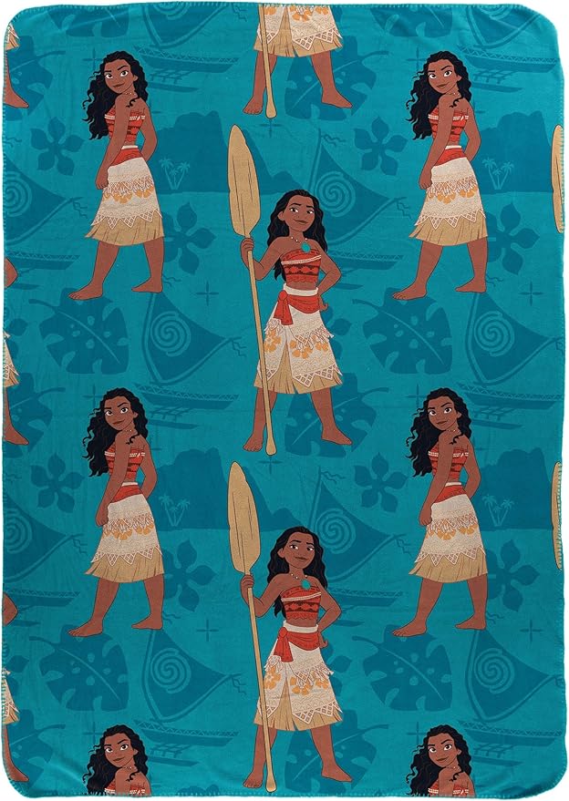 Jay Franco Kids Plush Throw Blanket – Soft & Cozy Fleece Throw for Bedroom & Couch Décor, Official Licensed Product, Teal - Moana, 46x60 - Throw Blanket