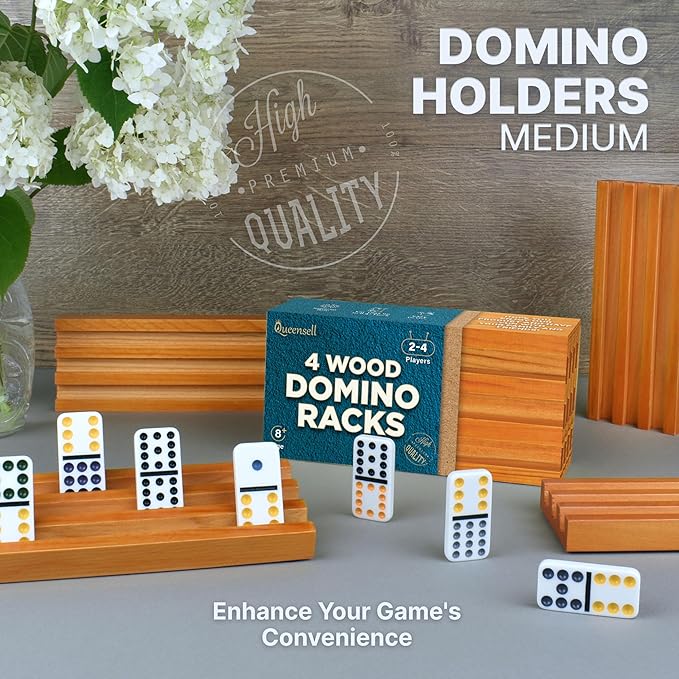 Queensell Domino Holders for Mexican Train - Domino Trays Set of 4 - Mexican Train Accessories - Domino Racks from Mexican Train Game