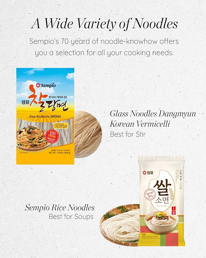 Sempio Rice Noodles, Korean Somen, Gluten-Free, 28.2 oz / 800 g | 93% Rice-Based Thin & Soft Pasta Alternative: Allergen-Friendly, Perfect for Healthy Ramen, Guksu, Udon