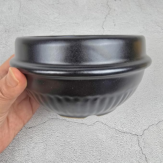 Korean Hot Pot Ttukbaegi 5.5 Inch Clay Cooking Bowl, Direct Fire Safe Ceramic Stew Pot for Soup, Rice, Noodle, Microwave & Dishwasher Safe Earthenware, Made in Korea, Black Mini Casserole