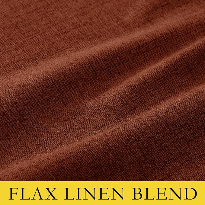 NICETOWN 100% Absolutely Blackout Linen Curtains with Thermal Insulated Liner, 42" Wide, 2 Panels, 54" Long Drapes, Grommet Retro Burnt Orange Linen Curtains Vertical Drapes Privacy for Kitchen