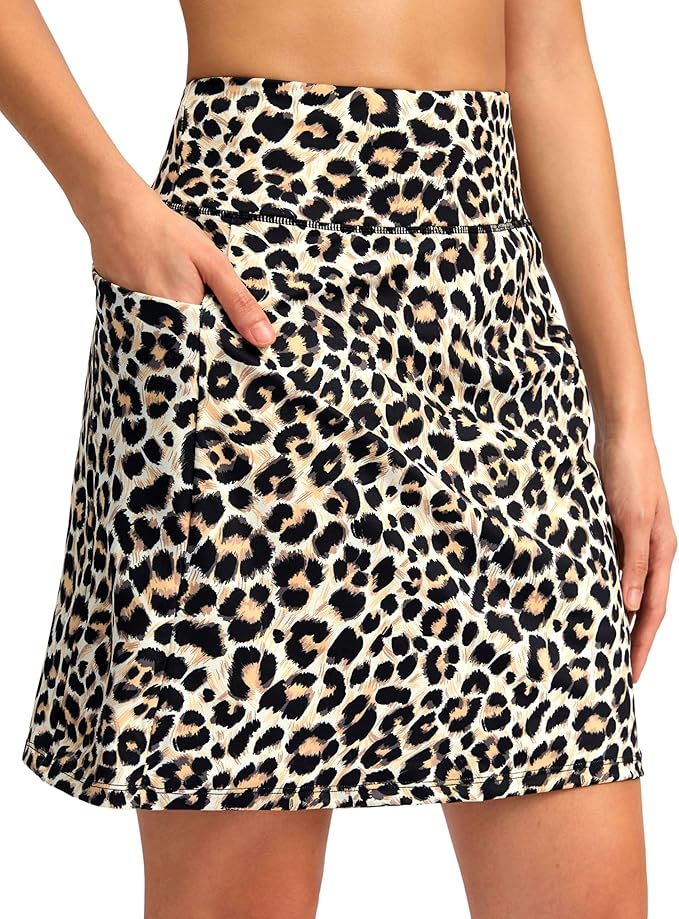 Women's 18" Skorts with 4 Side Pockets High Waisted Long Golf Skirt | Soft, Lightweight, Stretch, Breathable, Mesh Built-in Shorts, Athletic, Tennis, Dressy, Casual