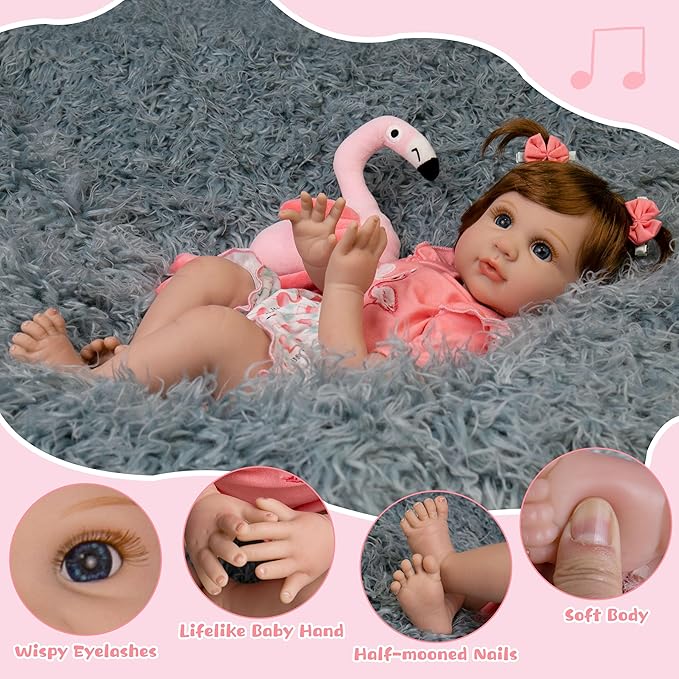 Milidool Realistic Reborn Baby Dolls Girl - Realistic Baby Dolls Girl Real Looking 22 inch Doll with Soft & Poseable Body, Lifelike Newborn Baby Doll That Look Real, Kids Gift for 3+ Years Old